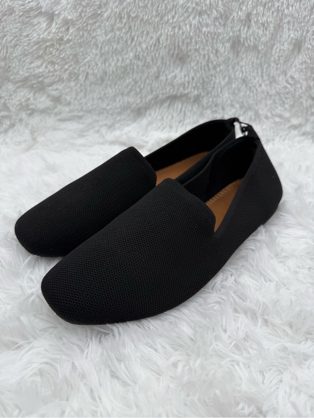 Aria Flats Size 11W Black Knit Slip-On Flats Comfort Shoe